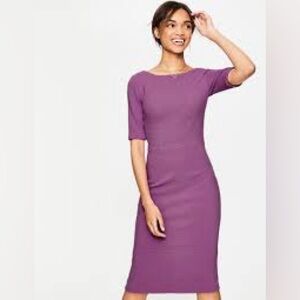 Boden Kaia Wisteria Purple Midi Sheath Dress with 3/4 Sleeves